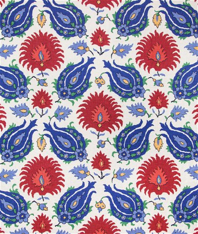 Brunschwig & Fils Kashmiri Linen Print Blue/Red Fabric
