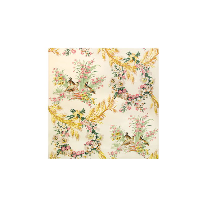 Brunschwig &amp; Fils Les Perdrix Glazed Chintz Red Blue Green Cream Fabric
