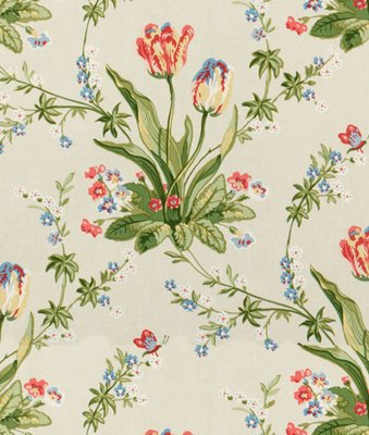 Brunschwig & Fils Reveillon Tulips Glazed Chintz Rose/White Fabric