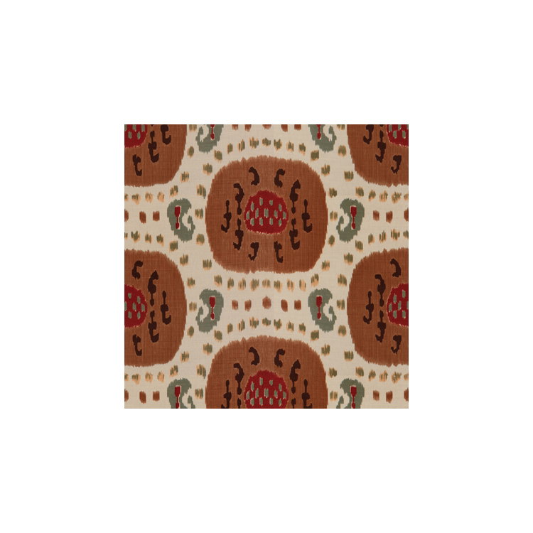 Brunschwig &amp; Fils Samarkand Cotton And Linen Print Brown/Beige Fabric