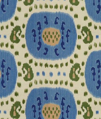 Brunschwig & Fils Samarkand Cotton And Linen Print Canton Blue/Green Fabric