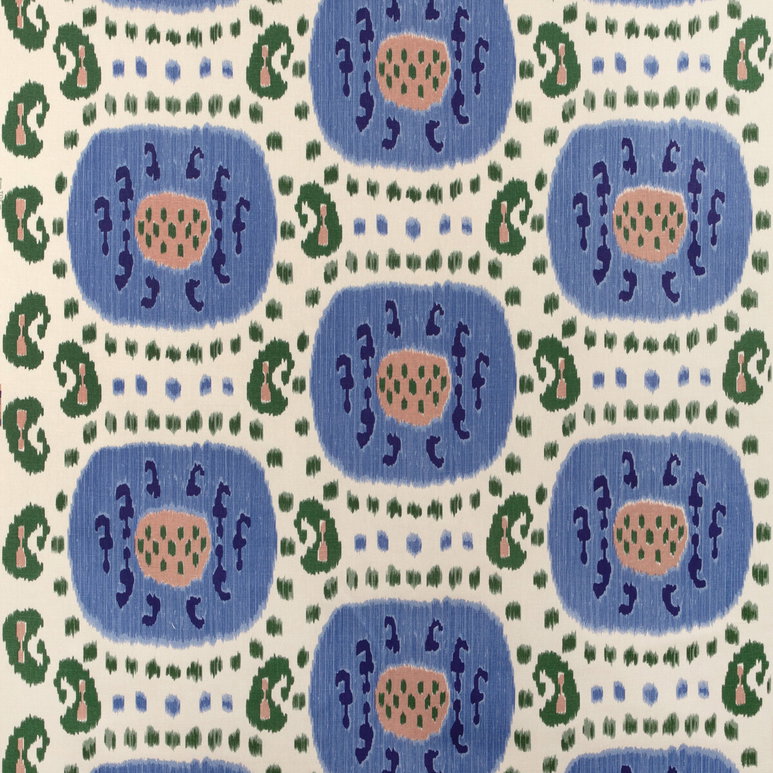 Brunschwig &amp; Fils Samarkand Cotton And Linen Print Canton Blue/Green Fabric