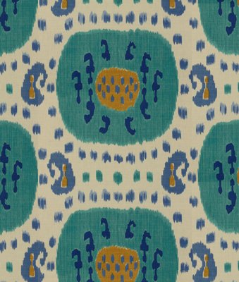 Brunschwig & Fils Samarkand Cotton And Linen Print Aqua/Blue Fabric