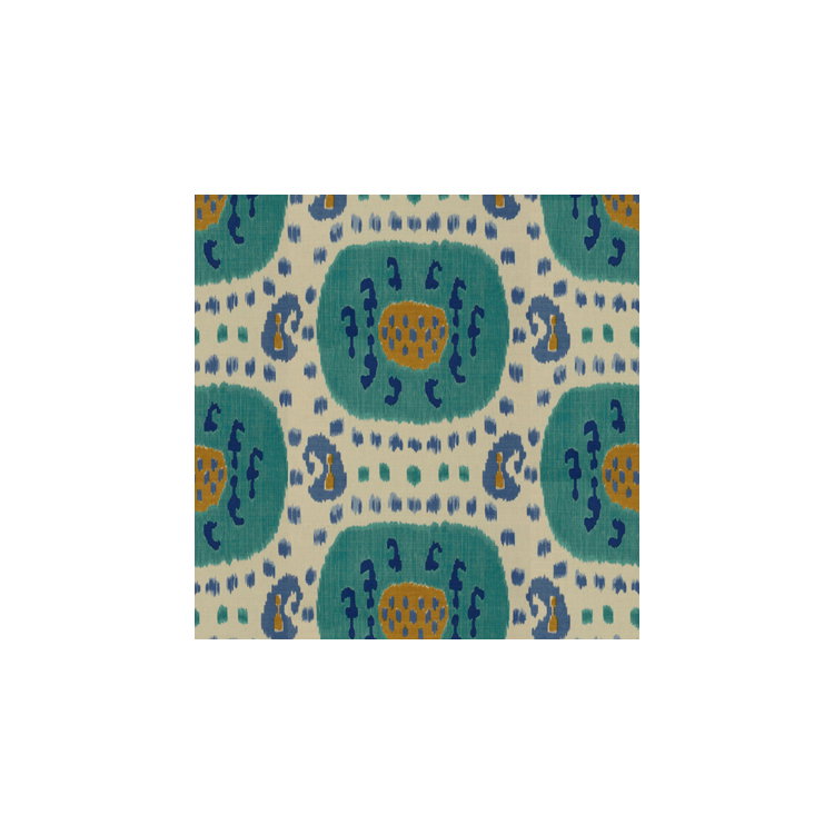 Brunschwig &amp; Fils Samarkand Cotton And Linen Print Aqua/Blue Fabric