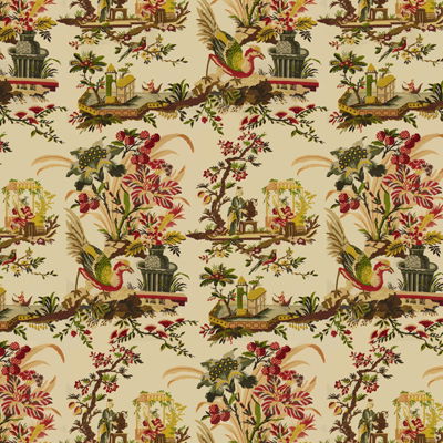 Brunschwig &amp; Fils Le Lac Glazed Chintz Cream Fabric