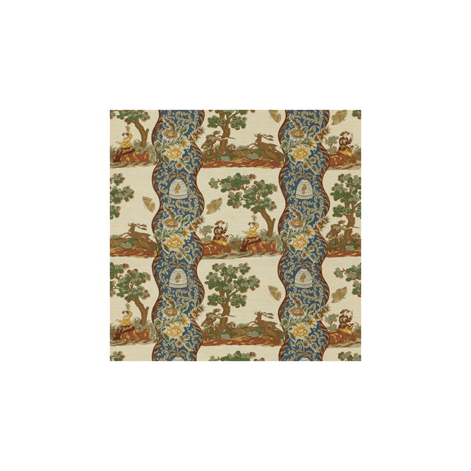 Brunschwig &amp; Fils Plougastel Linen &amp; Cotton Print Blue Fabric