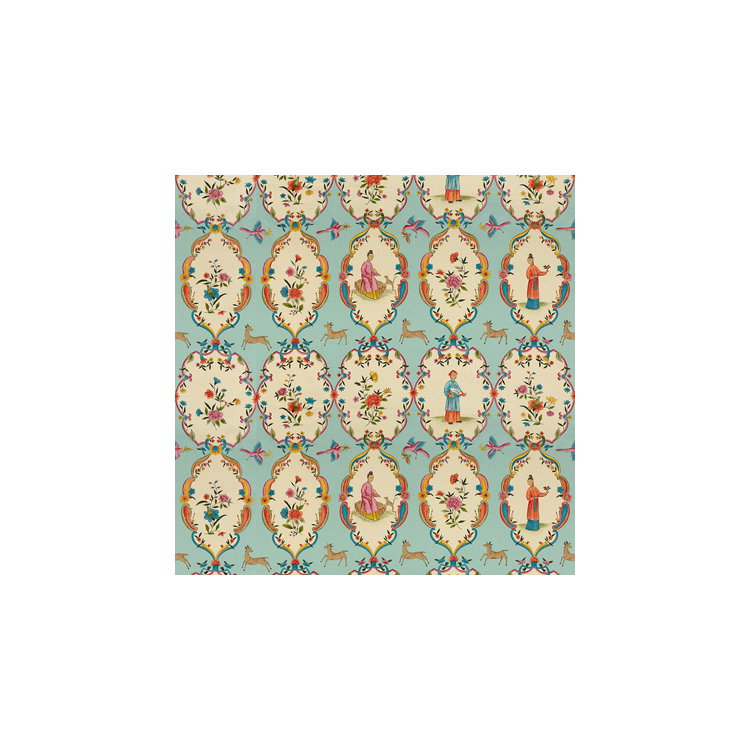 Brunschwig &amp; Fils Geisha Sky/Rose Fabric