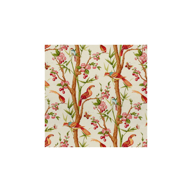 Brunschwig &amp; Fils Toucans Pink/Orange Fabric