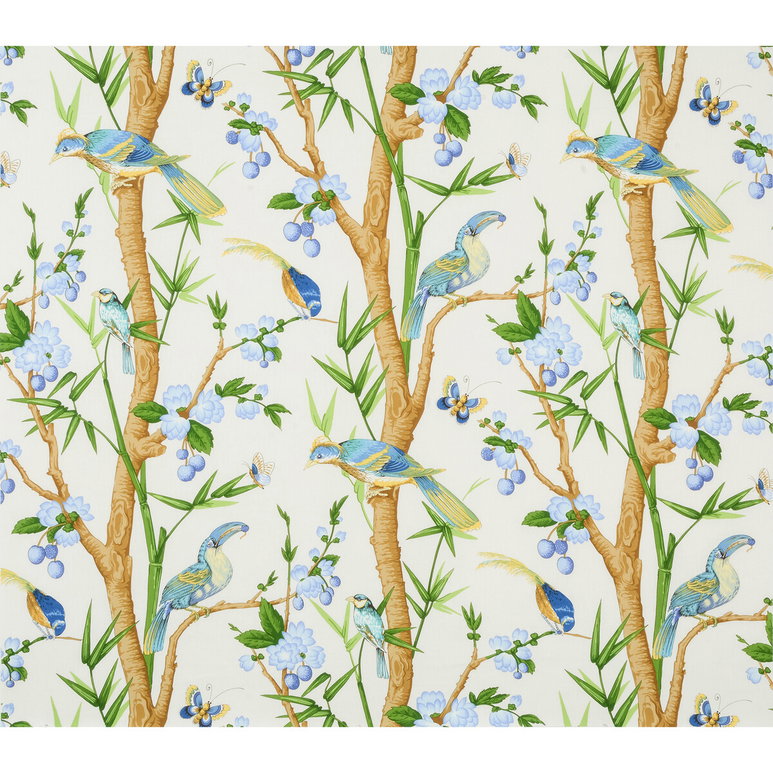 Brunschwig &amp; Fils Toucans Aqua/Blue Fabric