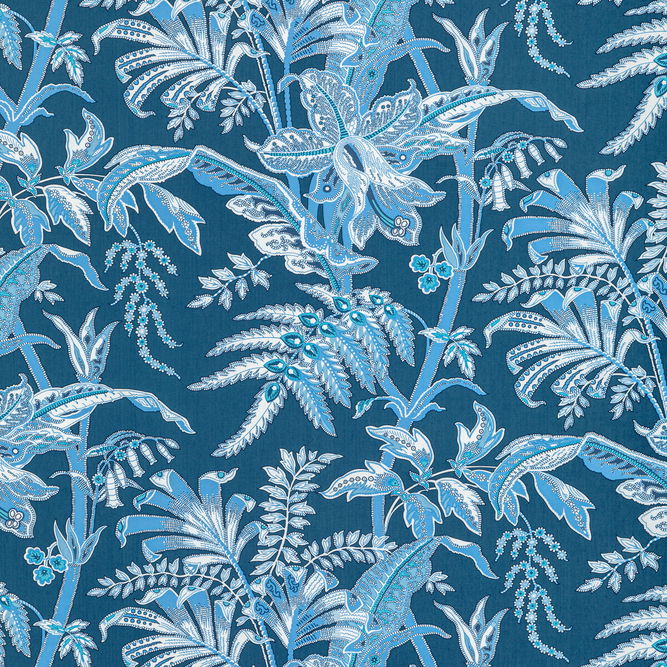 Brunschwig &amp; Fils Seychelles Cotton Print Navy Fabric
