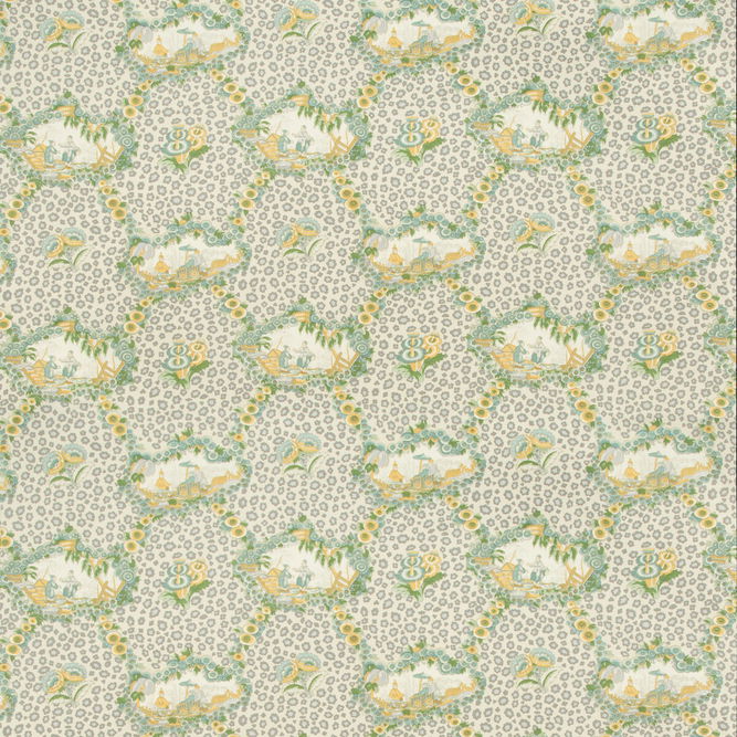 Brunschwig &amp; Fils Chinese Leopard Toile Mist Fabric