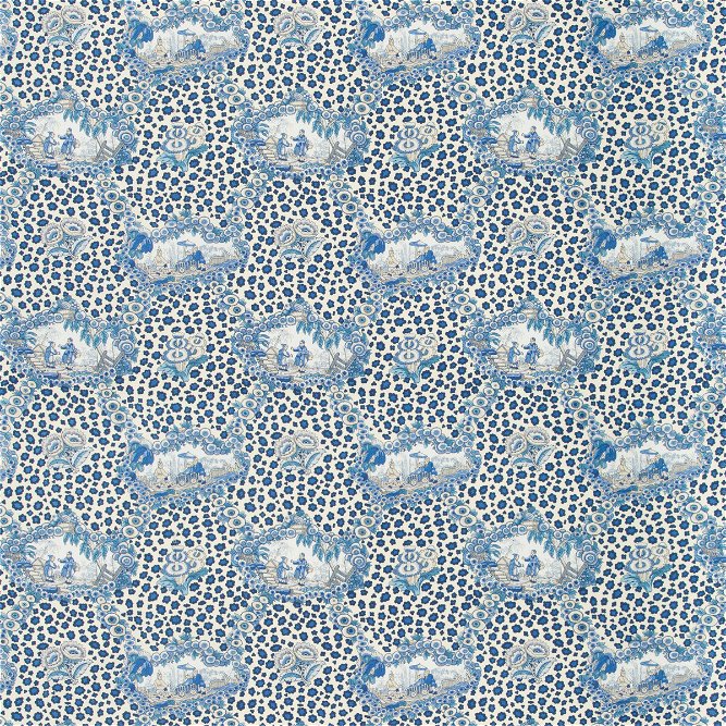 Brunschwig &amp; Fils Chinese Leopard Toile Porcelain Fabric