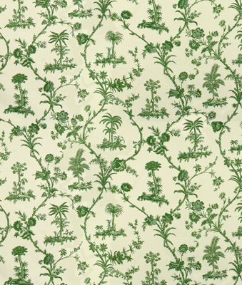 Brunschwig & Fils West Indies Toile Cotton Print Green/White Fabric