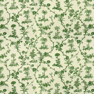 Brunschwig &amp; Fils West Indies Toile Cotton Print Green/White Fabric