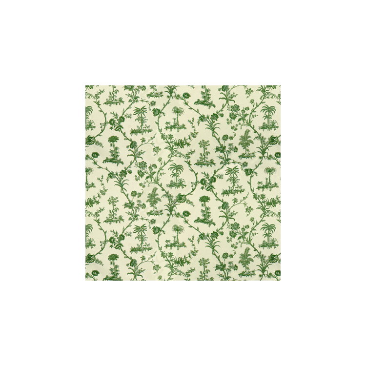 Brunschwig &amp; Fils West Indies Toile Cotton Print Green/White Fabric