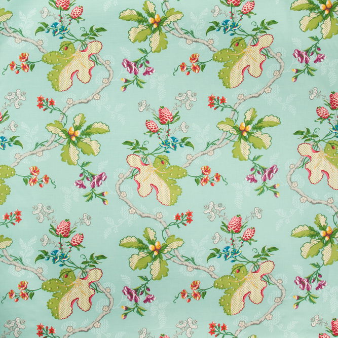 Brunschwig &amp; Fils Fabriano Cotton And Linen Print Aqua Fabric