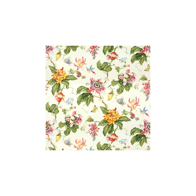 Brunschwig &amp; Fils Parfum D Ete Cotton Print White Fabric