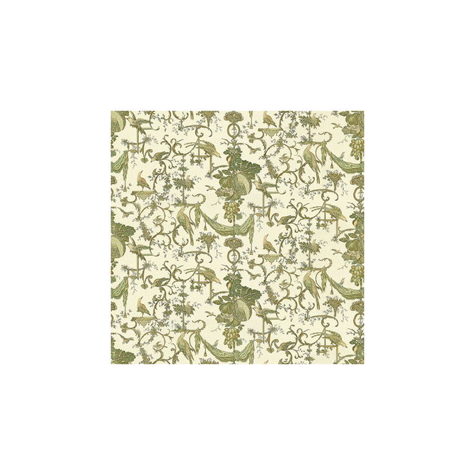 Brunschwig &amp; Fils Kininvie Cotton Print Leaf/White Fabric
