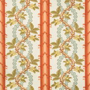 Brunschwig & Fils Josselin Cotton And Linen Print Spice/Celadon Fabric