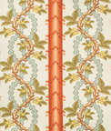 Brunschwig & Fils Josselin Cotton And Linen Print Spice/Celadon Fabric