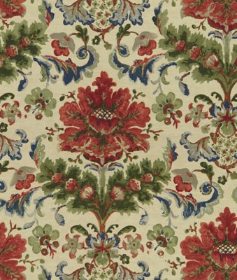 Brunschwig & Fils Windsor Damask Cotton & Linen Print Red/Ecru Fabric