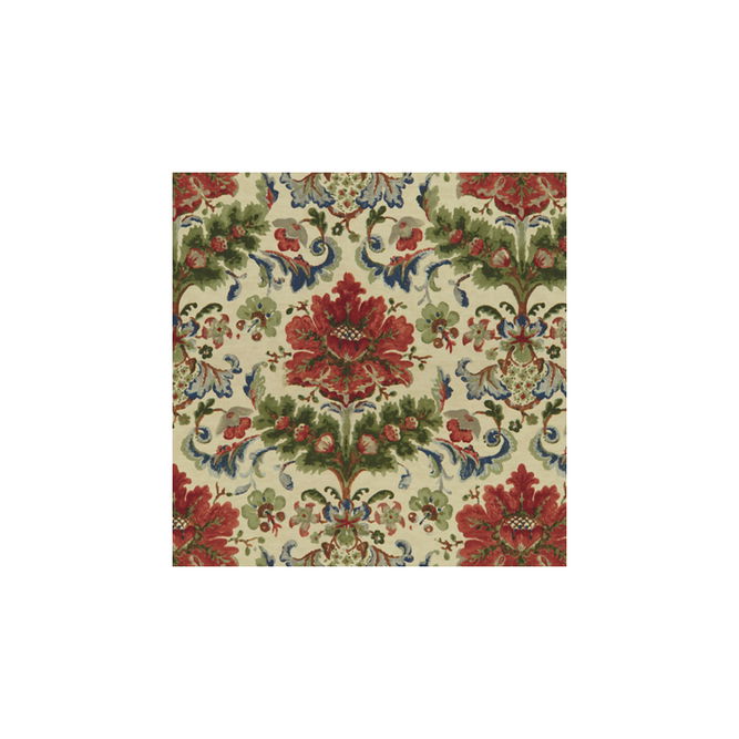 Brunschwig &amp; Fils Windsor Damask Cotton &amp; Linen Print Red/Ecru Fabric
