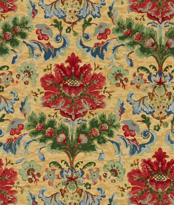 Brunschwig & Fils Windsor Damask Cotton & Linen Print Red/Topaz Fabric