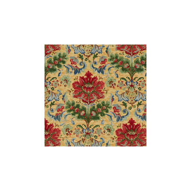 Brunschwig &amp; Fils Windsor Damask Cotton &amp; Linen Print Red/Topaz Fabric