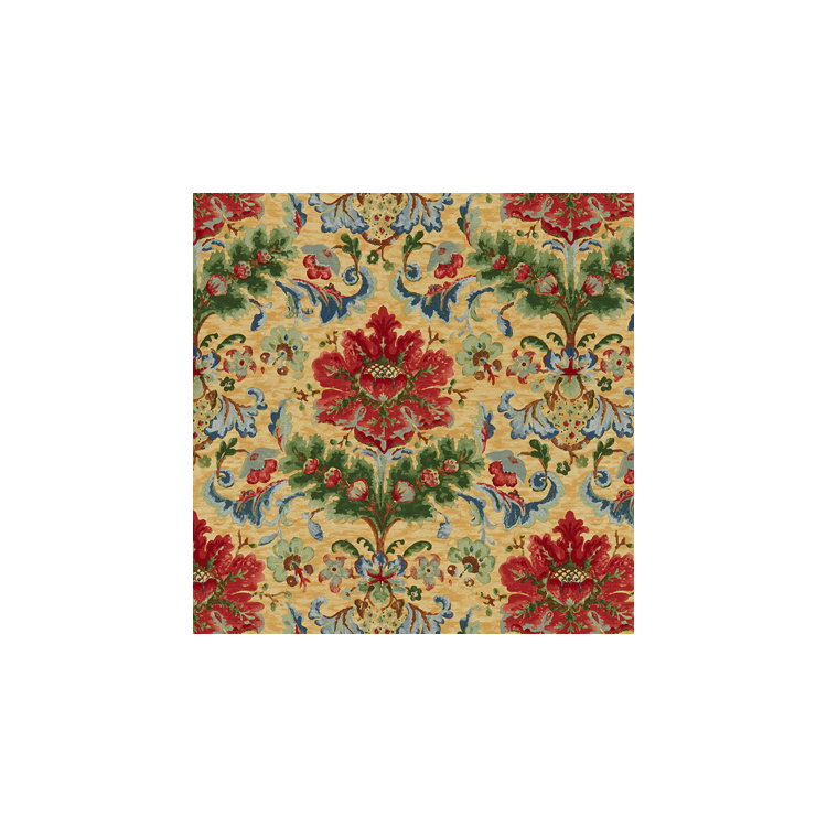 Brunschwig &amp; Fils Windsor Damask Cotton &amp; Linen Print Red/Topaz Fabric