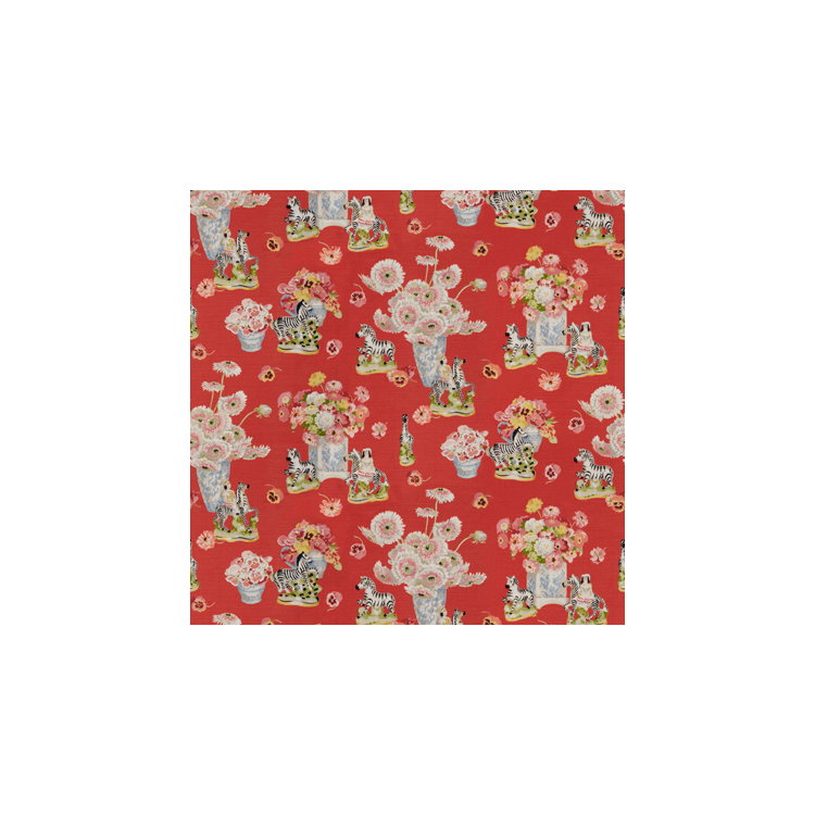Brunschwig &amp; Fils Gillian S Zebras Linen &amp; Cotton Print Flame Fabric