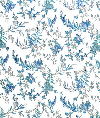 Brunschwig & Fils Edith S Reverie Cotton Print Camaieu Blue Fabric