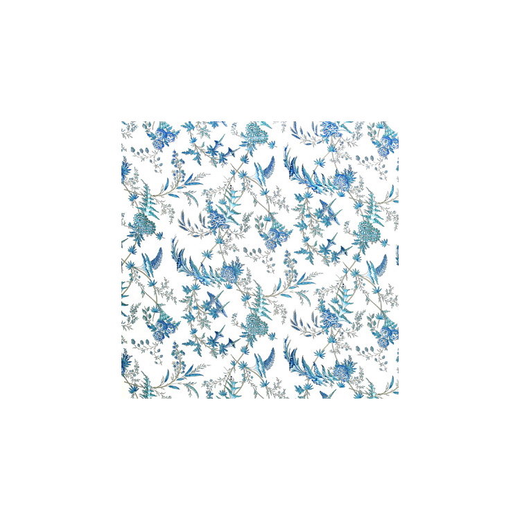 Brunschwig &amp; Fils Edith S Reverie Cotton Print Camaieu Blue Fabric