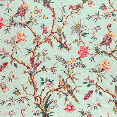 Brunschwig &amp; Fils Birds Of A Feather Linen &amp; Cotton Print C Eladon Fabric