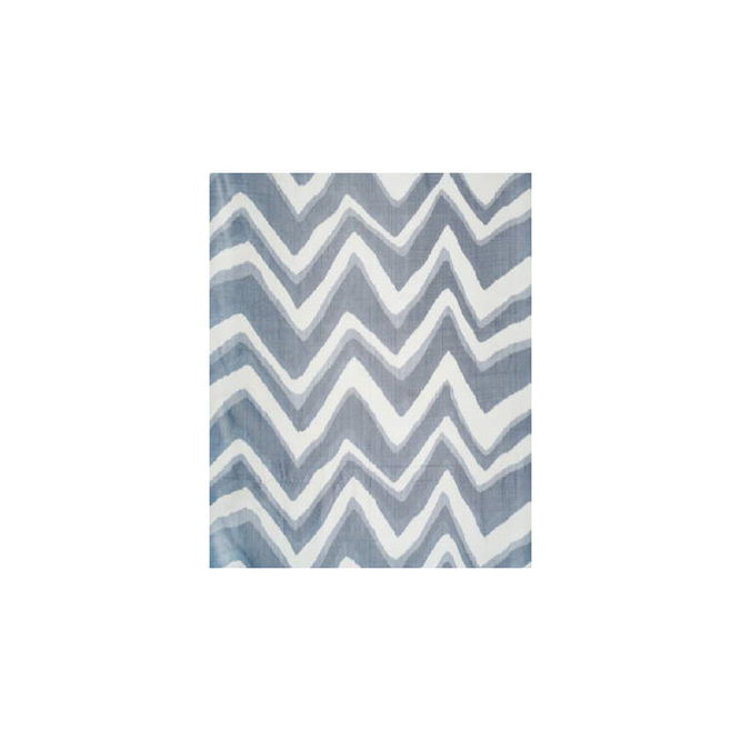 Brunschwig &amp; Fils Chevron Bar Silk Warp Print Marine Fabric