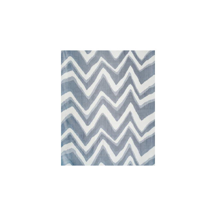 Brunschwig &amp; Fils Chevron Bar Silk Warp Print Marine Fabric