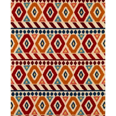 Brunschwig &amp; Fils Uzbek Linen And Cotton Print Red/Gold/Blue Fabric