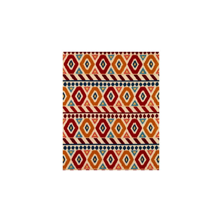 Brunschwig &amp; Fils Uzbek Linen And Cotton Print Red/Gold/Blue Fabric