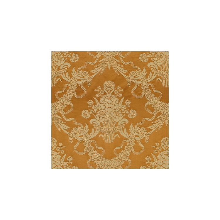 Brunschwig &amp; Fils Charlieu Lampas Cognac/Ivoire Fabric