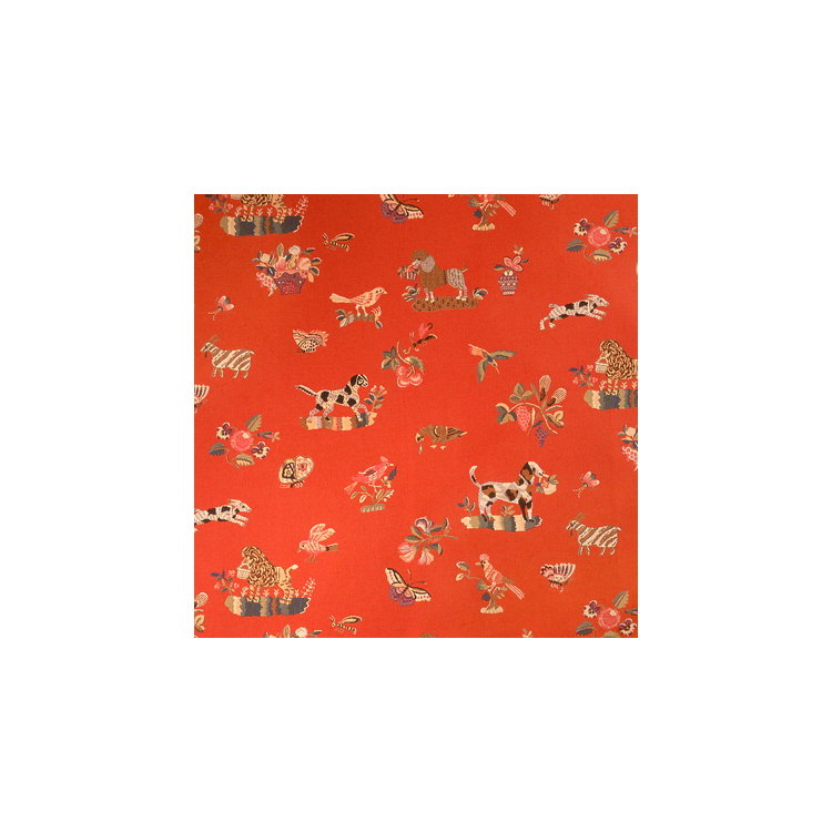 Brunschwig &amp; Fils Animalitos Woven Tapestry Tomato Fabric
