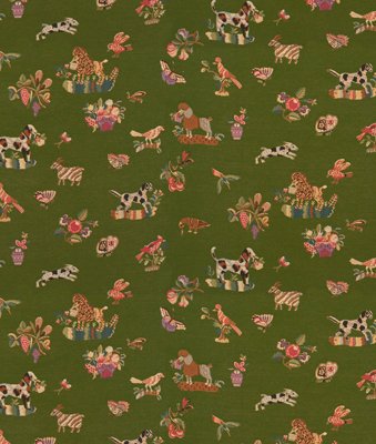 Brunschwig & Fils Animalitos Woven Tapestry Patio Green Fabric