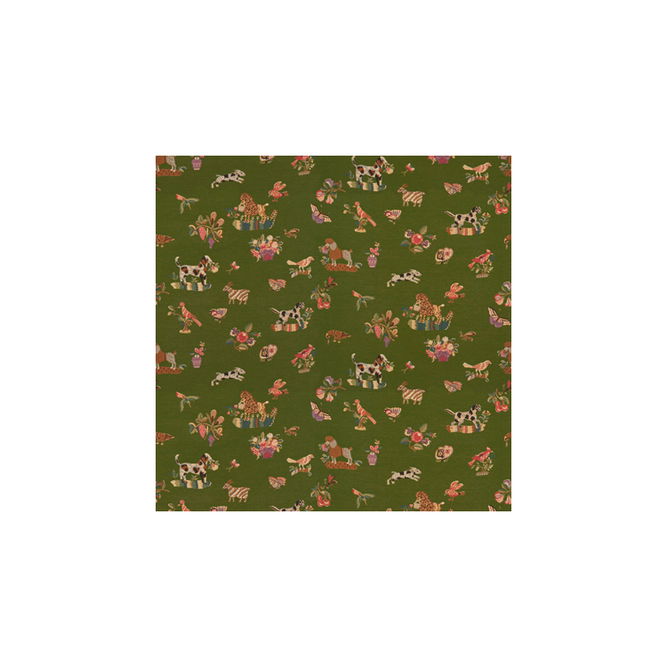 Brunschwig &amp; Fils Animalitos Woven Tapestry Patio Green Fabric