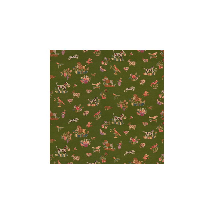Brunschwig &amp; Fils Animalitos Woven Tapestry Patio Green Fabric