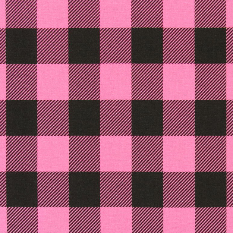 Premier Prints Buffalo Check Polish Pink Black Canvas Fabric