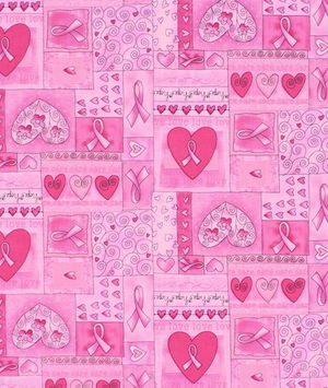 Timeless Treasures Pink Ribbon Patchwork Fabric