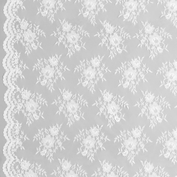 White Chantilly Stretch Lace Fabric image 1 of 2