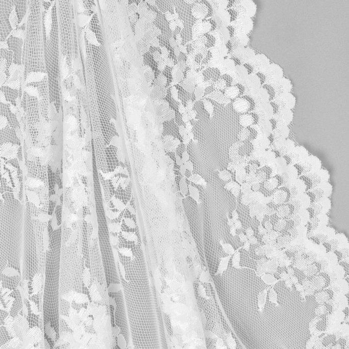 White Chantilly Stretch Lace Fabric image 2 of 2