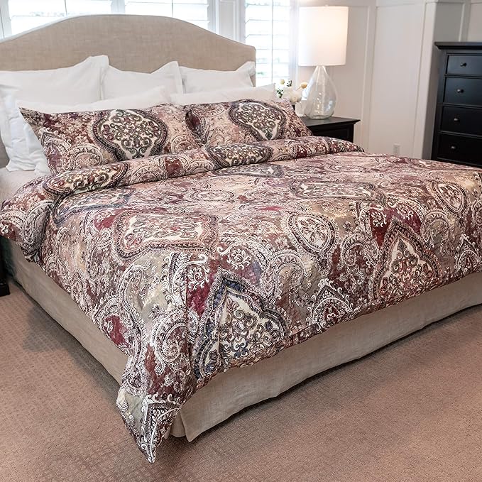 Luxury Granpalazzo Duvet Cover Set - Queen Cabernet - Queen image 1 of 5