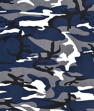 Navy Blue Camouflage Cotton Print Fabric