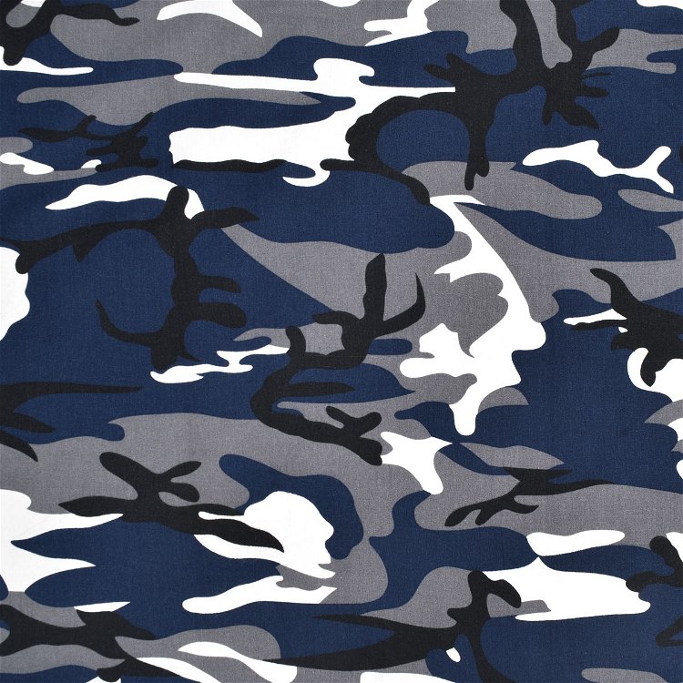 Navy Blue Camouflage Cotton Print Fabric