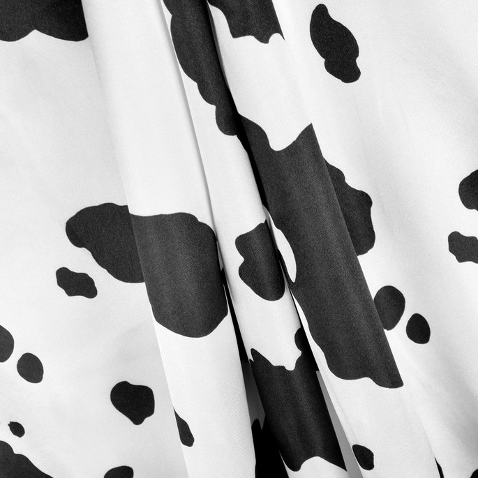 White/Black Cow Charmeuse Fabric image 2 of 2